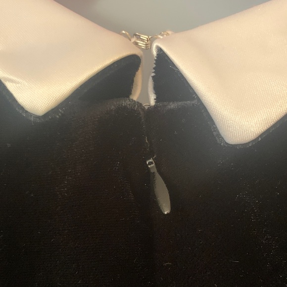 Elegant Black and White Dress with Gold Accent Tuxedo Dress Velvet Size 16 - Picture 8 of 15